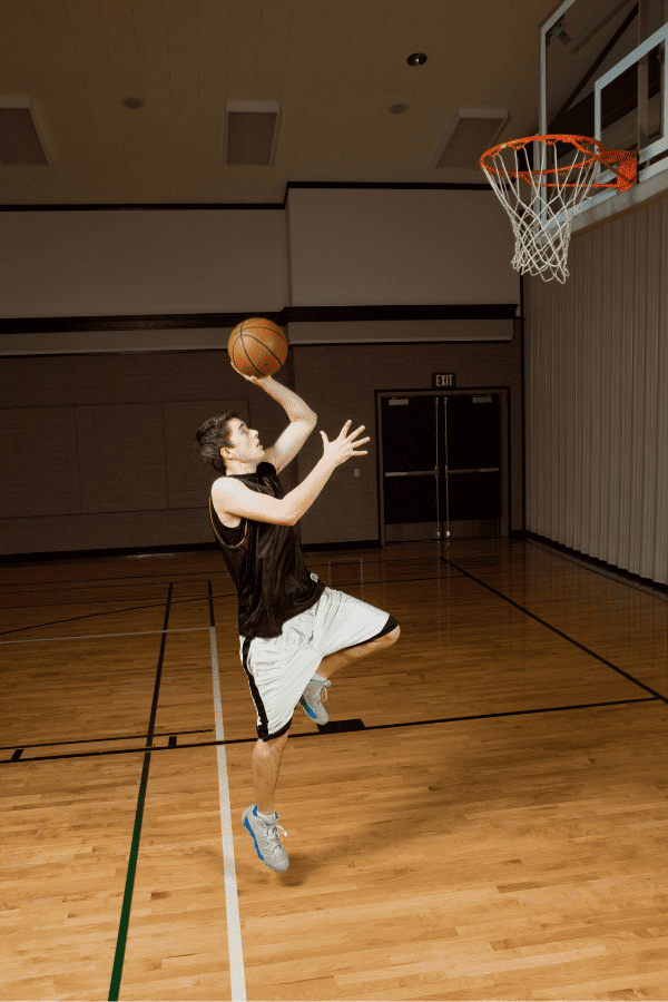 Basketball Player Practicing His Floater